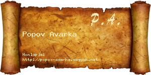 Popov Avarka névjegykártya